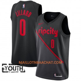 Maillot NBA Portland Trail Blazers Damian Lillard 0 2018-19 Nike City Edition Noir Swingman - Enfant